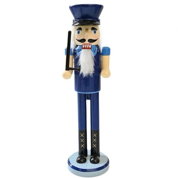 Policeman Santa Wood Nutcracker 15” Women Kids Men’s Christmas Home Decor New - Picture 1 of 6